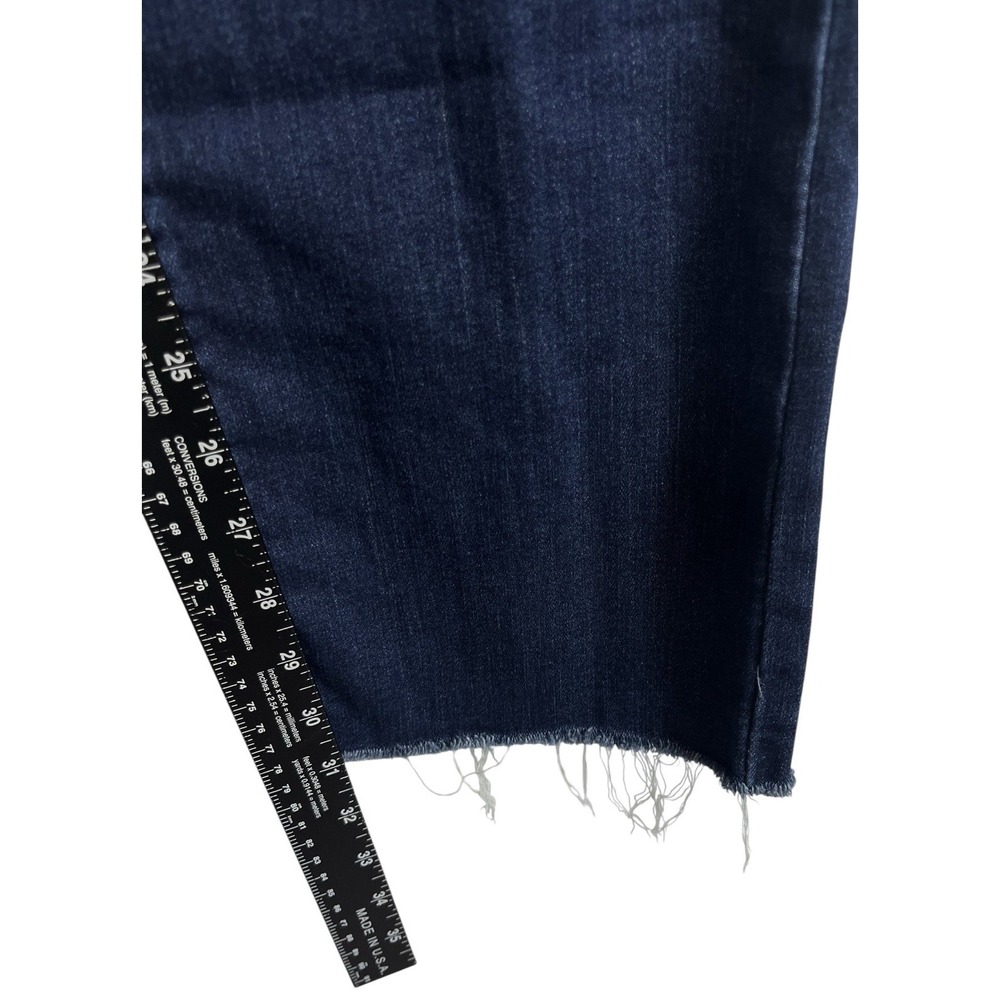 Levi's Sz 34 Women's‎ 724 High Rise Straight Jeans Frayed Raw Hem Dk Blue Wash - Picture 8 of 13